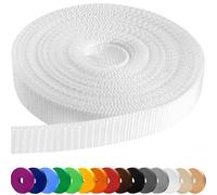 TECEUM 25 mm Webbing - White - 9 m - Strong Webbing for Climbing Outdoors Indoors Crafting DIY (1” 10y)