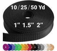 TECEUM 50mm Webbing Strap, Black 5m Heavy Duty Fabric Tape for Craft | Waterproof PP tape (2 x 50yd) for sewing, bags, pet leashes, furniture repair, camping and outdoor DIY