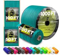 TECEUM Paracord Rope Type III 550 - Tactical MIL-SPEC - Outdoor Para Cord | Green Wave, 30m, Clothesline, Camping Fishing Gear and Equipment, DIY, Parachute Cord 4mm, Strong Survival Utility Rope