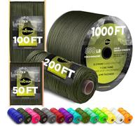 TECEUM Paracord Type III 550 Army Green - 60 m - 4mm - Tactical Rope MIL-SPEC - Outdoor Para Cord - Camping Hiking Fishing Gear and Equipment - EDC Parachute Cord - Strong Survival Rope (200ft) 010