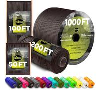 TECEUM Paracord Type III 550 Chocolate - 60 m - 4mm - Tactical Rope MIL-SPEC - Outdoor Para Cord - Camping Hiking Fishing Gear and Equipment - EDC Parachute Cord - Strong Survival Rope (200ft) 014