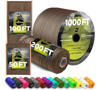 TECEUM Paracord Type III 550 Copper Brown - 15 m - 4mm - Tactical Rope MIL-SPEC - Outdoor Para Cord - Camping Hiking Fishing Gear and Equipment - Parachute Cord - Strong Survival Rope (50ft) 015