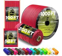 TECEUM Paracord Type III 550 Crimson - 60 m - 4mm - Tactical Rope MIL-SPEC - Outdoor Para Cord - Camping Hiking Fishing Gear and Equipment - Parachute Cord - Strong Survival Rope (200ft) 324