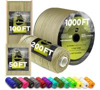 TECEUM Paracord Type III 550 Golden Sand - 60 m - 4mm - Tactical Rope MIL-SPEC - Outdoor Para Cord - Camping Hiking Fishing Gear and Equipment - EDC Parachute Cord - Strong Survival Rope (200ft) 028