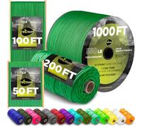 TECEUM Paracord Type III 550 Green - 15 m - 4mm - Tactical Rope MIL-SPEC - Outdoor Para Cord - Camping Hiking Fishing Gear and Equipment - EDC Parachute Cord - Strong Survival Rope (50ft) 025