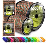 TECEUM Paracord Type III 550 Mixed Camo - 60 m - 4mm - Tactical Rope MIL-SPEC - Outdoor Para Cord - Camping Hiking Fishing Gear and Equipment - EDC Parachute Cord - Strong Survival Rope (200ft) 766