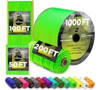 TECEUM Paracord Type III 550 Neon Green - 15 m - 4mm - Tactical Rope MIL-SPEC - Outdoor Para Cord - Camping Hiking Fishing Gear and Equipment - EDC Parachute Cord - Strong Survival Rope (50ft) 462