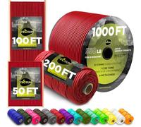 TECEUM Paracord Type III 550 Red (Fire) - 30 m - 4mm - Tactical Rope MIL-SPEC - Outdoor Para Cord - Camping Hiking Fishing Gear and Equipment - EDC Parachute Cord - Strong Survival Rope (100ft) 021