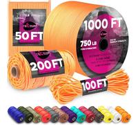 TECEUM Paracord Type IV 750 lb Apricot - 15 m - 4mm - 100% Nylon Strong Tactical MIL-SPEC Parachute Cord - Survival Rope Emergency 11 Strands Core EDC Camping Hiking Military Gear (50ft) 085a