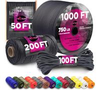 TECEUM Paracord Type IV 750 lb Basalt - 30 m - 4mm - 100% Nylon Strong Tactical MIL-SPEC Parachute Cord - Survival Rope Emergency 11 Strands Core EDC Camping Hiking Military Gear (100ft) 409а