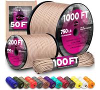 TECEUM Paracord Type IV 750 lb Beige - 30 m - 4mm - 100% Nylon Strong Tactical MIL-SPEC Parachute Cord - Survival Rope Emergency 11 Strands Core Camping Hiking Military Gear(100ft) 366