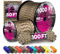 TECEUM Paracord Type IV 750 lb Camo - 60 m - 4mm - 100% Nylon Strong Tactical MIL-SPEC Parachute Cord - Survival Rope Emergency 11 Strands Core Camping Hiking Military Gear(200ft) 788a