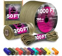 TECEUM Paracord Type IV 750 lb Coyote Brown - 30 m - 4mm - 100% Nylon Strong Tactical MIL-SPEC Parachute Cord - Survival Rope Emergency 11 Strands Core Camping Hiking Military Gear(100ft) 012a