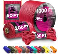TECEUM Paracord Type IV 750 lb Crimson - 60 m - 4mm - 100% Nylon Strong Tactical MIL-SPEC Parachute Cord - Survival Rope Emergency 11 Strands Core EDC Camping Hiking Military Gear (200ft) 324a