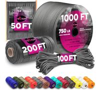 TECEUM Paracord Type IV 750 lb Dark Grey - 15 m - 4mm - 100% Nylon Strong Tactical MIL-SPEC Parachute Cord - Survival Rope Emergency 11 Strands Core EDC Camping Hiking Military Gear (50ft) 030a