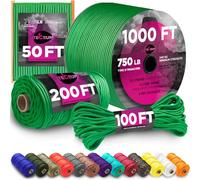 TECEUM Paracord Type IV 750 lb Green - 60 m - 4mm - 100% Nylon Strong Tactical MIL-SPEC Parachute Cord - Survival Rope Emergency 11 Strands Core EDC Camping Hiking Military Gear (200ft) 025a