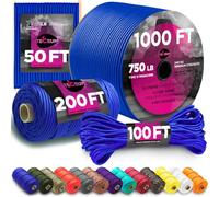 TECEUM Paracord Type IV 750 lb Simple Blue - 60 m - 4mm - 100% Nylon Strong Tactical MIL-SPEC Parachute Cord - Survival Rope Emergency 11 Strands Core EDC Camping Hiking Military Gear (200ft) 001a