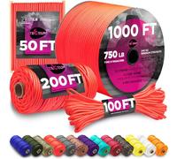 TECEUM Paracord Type IV 750 lb Soffit Orange - 30 m - 4mm - 100% Nylon Strong Tactical MIL-SPEC Parachute Cord - Survival Rope Emergency 11 Strands Core Camping Hiking Military Gear(100ft) 345a
