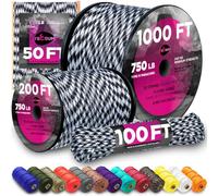 TECEUM Paracord Type IV 750 lb Urban Camo - 30 m - 4mm - 100% Nylon Strong Tactical MIL-SPEC Parachute Cord - Survival Rope Emergency 11 Strands Core Camping Hiking Military Gear(100ft) 1607m