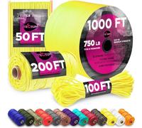 TECEUM Paracord Type IV 750 lb Yellow - 30 m - 4mm - 100% Nylon Strong Tactical MIL-SPEC Parachute Cord - Survival Rope Emergency 11 Strands Core EDC Camping Hiking Military Gear (100ft) 019a