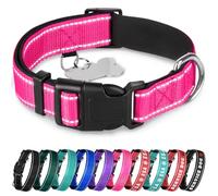 TECEUM Reflective Dog Collar - Hot Pink - XL - Extra Soft Padding - Basic Nylon Pet Collar - Quick Release Buckle - Fits Small, Medium and Large Dogs, Puppies, Cats
