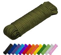 TECEUM Rope - 27.5M x 10mm (3/8 Inch) - Army Green - Strong All-Purpose Utility Rope - Camping, Crafting, Flag Pole, Indoor & Outdoor - Polypropylene Nylon Poly Lightweight Diamond Braided Cord