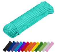 TECEUM Rope - 27.5M x 10mm (3/8 Inch) - Green Wave - Strong All-Purpose Utility Rope - Camping, Crafting, Flag Pole, Indoor & Outdoor - Polypropylene Nylon Poly Lightweight Diamond Braided Cord