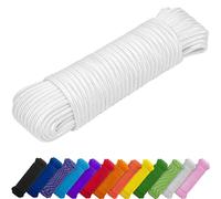 TECEUM Rope - 27.5M x 10mm (3/8 Inch) - White - Strong All-Purpose Utility Rope - Camping, Crafting, Flag Pole, Indoor & Outdoor - Polypropylene Nylon Poly Lightweight Diamond Braided Cord