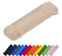 TECEUM Rope - 27.5M x 6mm (1/4 Inch) - Beige - Strong All-Purpose Utility Rope - Camping, Crafting, Flag Pole, Indoor & Outdoor - Polypropylene Nylon Poly Lightweight Diamond Braided Cord