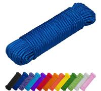 TECEUM Rope - 27.5M x 6mm (1/4 Inch) - Blue - Strong All-Purpose Utility Rope - Camping, Crafting, Flag Pole, Indoor & Outdoor - Polypropylene Nylon Poly Lightweight Diamond Braided Cord
