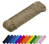 TECEUM Rope - 27.5M x 6mm (1/4 Inch) - Coyote Brown - Strong All-Purpose Utility Rope - Camping, Crafting, Flag Pole, Indoor & Outdoor - Polypropylene Nylon Poly Lightweight Diamond Braided Cord