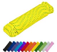 TECEUM Rope - 27.5M x 6mm (1/4 Inch) - Neon Mix - Strong All-Purpose Utility Rope - Camping, Crafting, Flag Pole, Indoor & Outdoor - Polypropylene Nylon Poly Lightweight Diamond Braided Cord