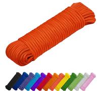 TECEUM Rope - 27.5M x 6mm (1/4 Inch) - Orange - Strong All-Purpose Utility Rope - Camping, Crafting, Flag Pole, Indoor & Outdoor - Polypropylene Nylon Poly Lightweight Diamond Braided Cord