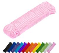 TECEUM Rope - 27.5M x 6mm (1/4 Inch) - Pink - Strong All-Purpose Utility Rope - Camping, Crafting, Flag Pole, Indoor & Outdoor - Polypropylene Nylon Poly Lightweight Diamond Braided Cord
