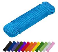 TECEUM Rope - 27.5M x 6mm (1/4 Inch) - Sky Blue - Strong All-Purpose Utility Rope - Camping, Crafting, Flag Pole, Indoor & Outdoor - Polypropylene Nylon Poly Lightweight Diamond Braided Cord
