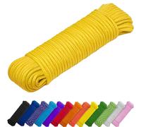 TECEUM Rope - 27.5M x 6mm (1/4 Inch) - Yellow - Strong All-Purpose Utility Rope - Camping, Crafting, Flag Pole, Indoor & Outdoor - Polypropylene Nylon Poly Lightweight Diamond Braided Cord