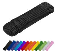 TECEUM Rope - 46M x 6mm (1/4 Inch) - Black - Strong All-Purpose Utility Rope - Camping, Crafting, Flag Pole, Indoor & Outdoor - Polypropylene Nylon Poly Lightweight Diamond Braided Cord