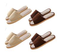 Teceyfeet 4 Pairs Guest Slippers Set Guest Linen Slides Slippers Guest Slippers Washable Non-Slip Flat Guest Slippers Home Slippers for Men and Women