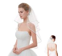 Tecfinty Bridal Veil Short Tulle Veils Wedding Vails Women's White Ivory Veils with Comb