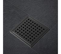 TECFORG 6 Inch Square Shower Drain Floor Drain with Removable Cover Grid Grate, Matte Black Finished, SUS304 Stainless Steel CUPC Certificate (6 inch)
