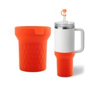 TECFUN Silicone Water Bottle Boot, Anti-Slip Protective Sleeve for Water Bottle, Protects FreeSip or Flip Stainless Steel Water Bottles (Orange, 40OZ)