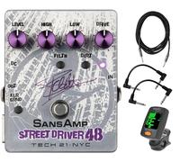 Tech 21 Frank Bello Street Driver 48 Signature SansAmp - Bundle with Instrument Cable, 2 Patch Cables, and Tuner