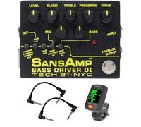 Tech 21 SansAmp Bass Driver DI V2 Bundle with 2 Patch Cables and Clip-On Tuner