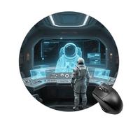Tech Concept Mouse Pad Round Mouse Mat Leather Non-Slip Rubber Base Mousepad Waterproof Computer Mouses Pad for Laptop Wireless Mouses Keyboard Home Office