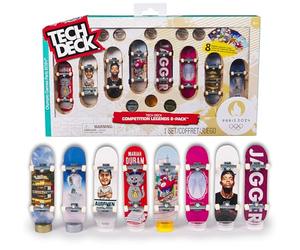 Tech Deck, Competition Legends 8-Pack Fingerboards with Cards, Olympic Games Paris 2024, Customisable Mini Skateboards, Kids’ Toys for Ages 6 and up
