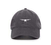Tech Design Drone Symbol Baseball Cap Embroidered Cotton Adjustable Dad Hat, Charcoal
