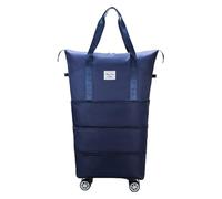 Tech Device Organizer Toiletry Compartment Suitcase Large Capacity Expandable Travel Bag with Rotatable Wheels Waterproof Tear-resistant Dark Blue