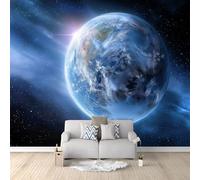 Tech Documentary Earth Starry Sky Photography Wall Mural Photo Wallpaper, Navy Blue Non-Woven Feature Wall Decor for Living Room, Bedroom & Study 350 x 256 cm