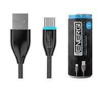 Tech Energi 1.2M/3.9ft USB-C Type-C Cable/Lead Charge Sync Durable Anti-Tangle High Speed Data 4K Transfer Black with Blue LED indicator for PS5 Controller/Samsung/iPad