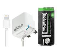 Tech Energi MFI Certified Lightning Mains Charger WHITE with Blue LED indicator for Apple Airpod iPhone 13/Pro/Max/XS/XR/8 iPad Air/4/3/2/1 (Metal Can)